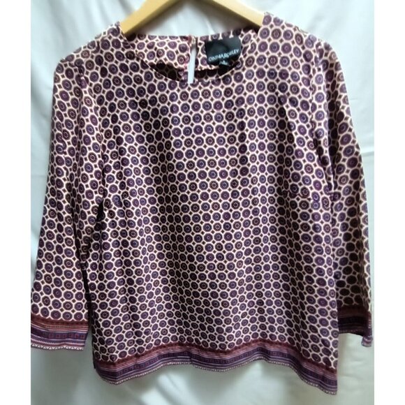 Cynthia Rowley Shirt Womens Small Multicolor Geometric Print Blouse 3/4 Sleeve - Picture 1 of 9